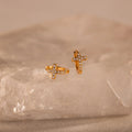 Diamond Cross Huggies Silver 18K Gold Plated