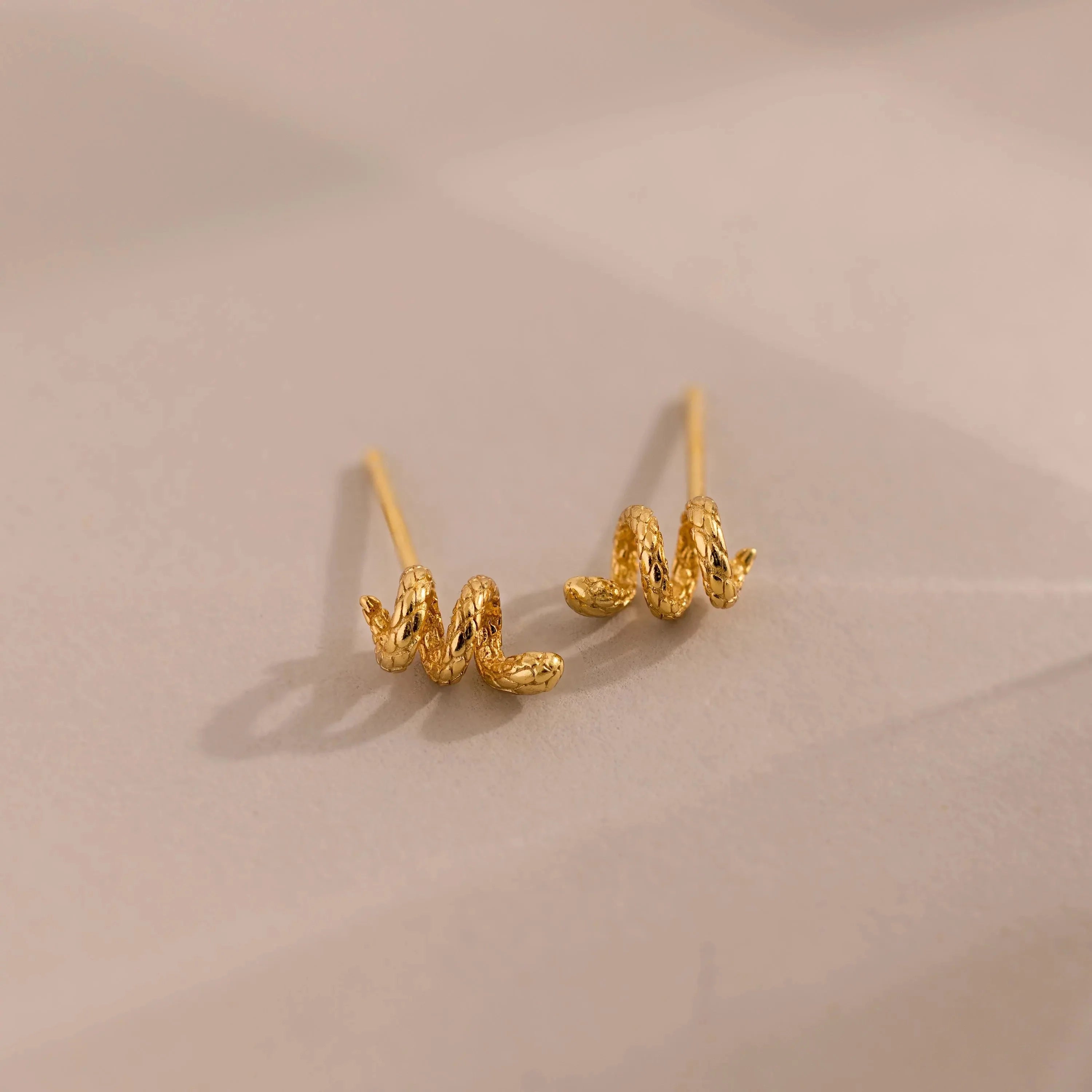 Twisted Snake Studs Silver 18K Gold Plated