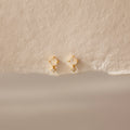 Diamond Moonstone Orbit Studs Silver 18K Gold Plated