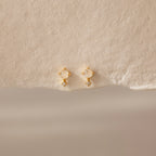 Diamond Moonstone Orbit Studs Silver 18K Gold Plated