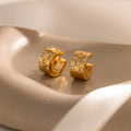 Pave Checkered Huggies Silver 18K Gold Plated