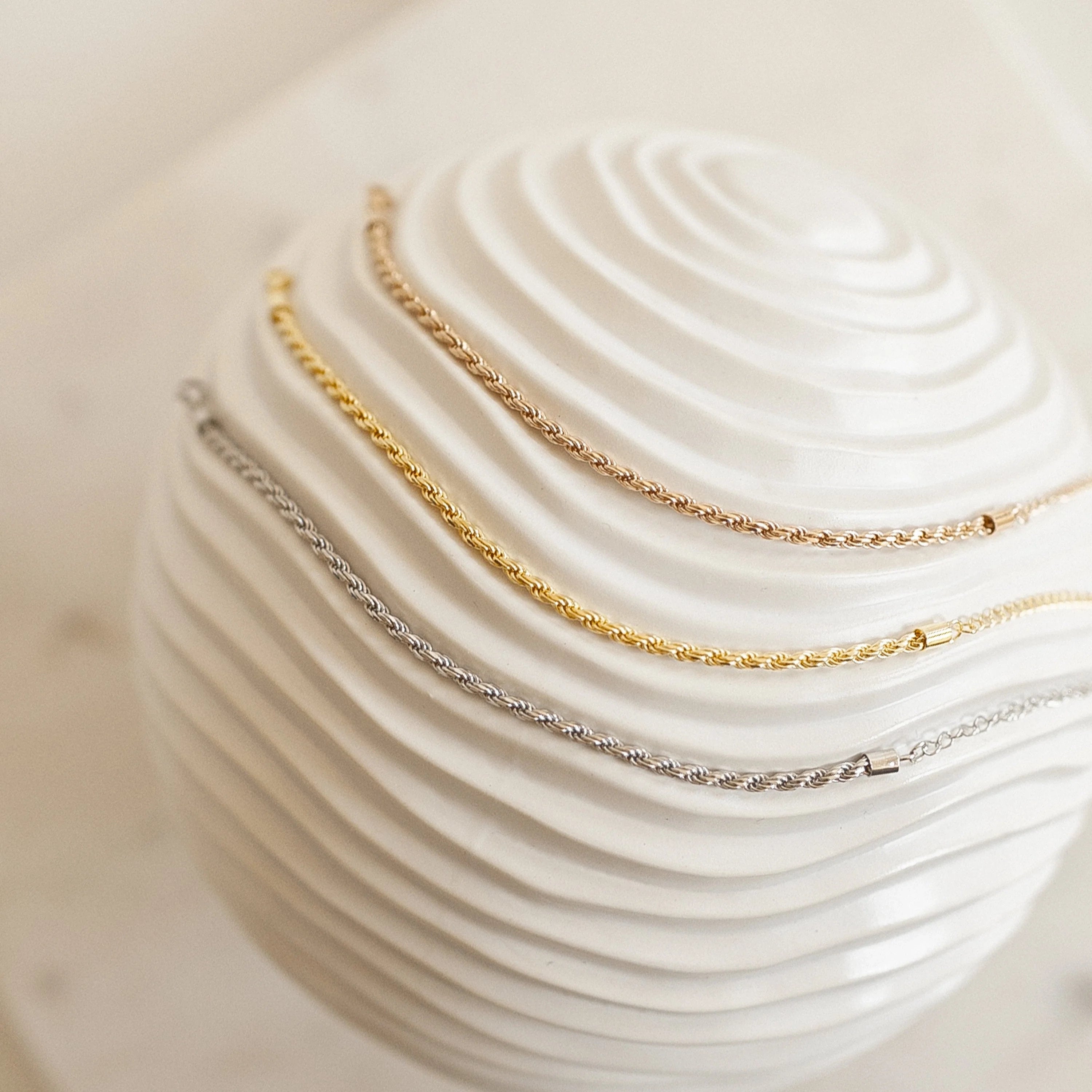 Rope Chain Bracelet Silver 18K Gold Plated
