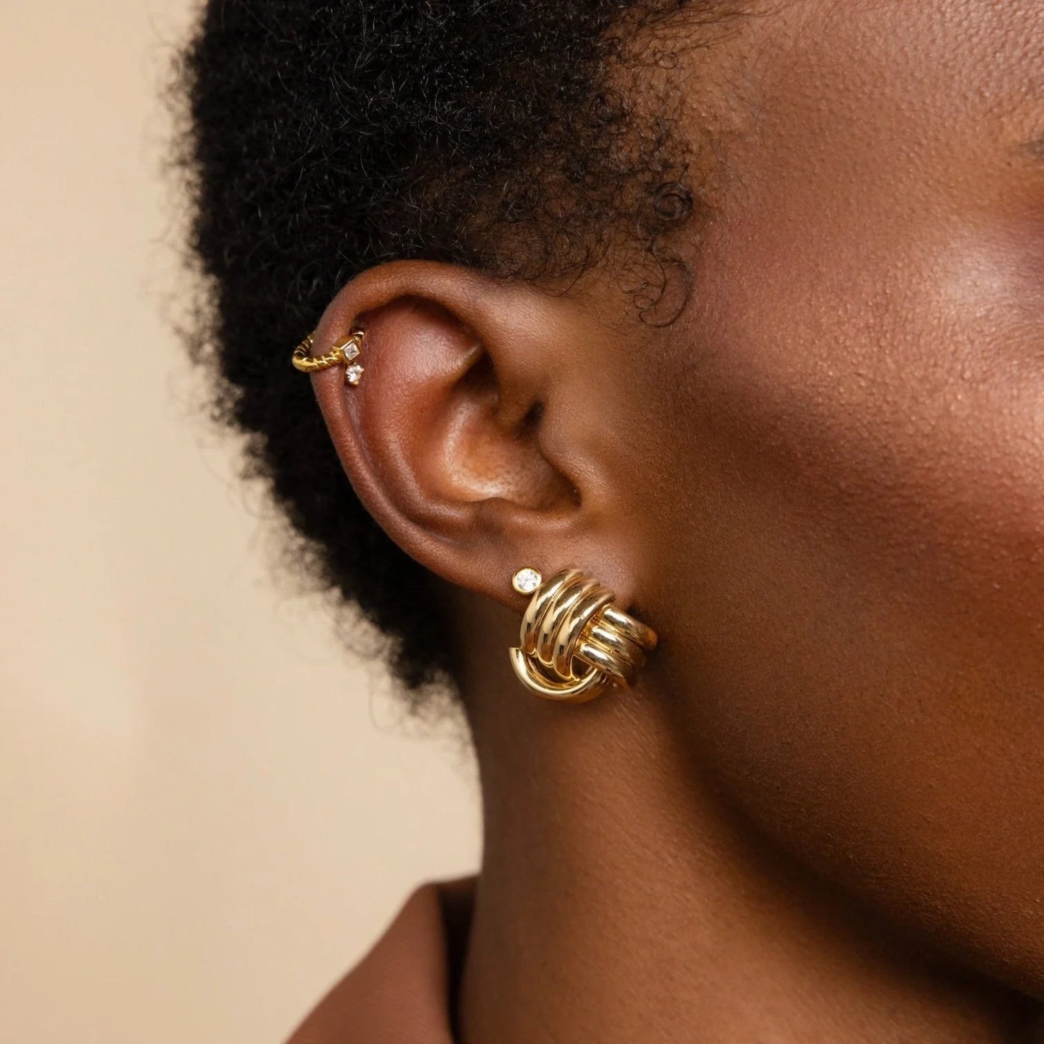 Bold Triple Knot Studs Silver 18K Gold Plated