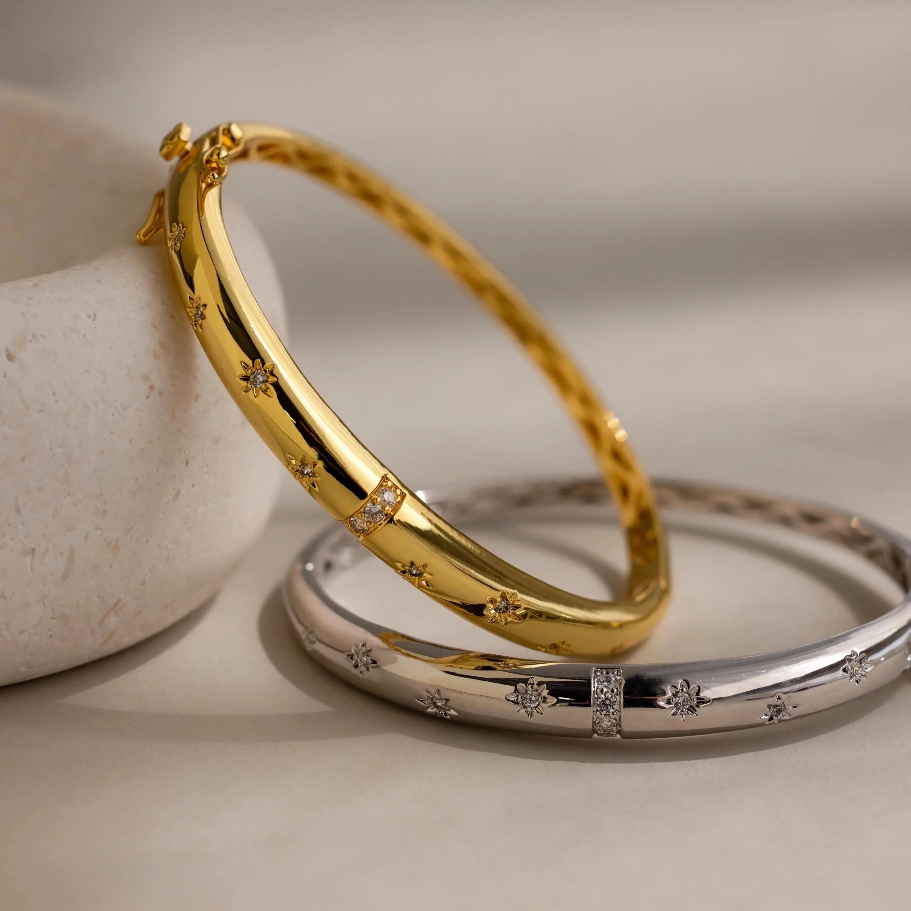 North Star Bangle Bracelet Silver 18K Gold Plated