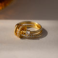 Diamond Multipurpose Pave Ring Lock Set Silver 18K Gold Plated
