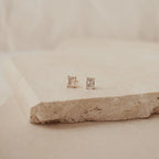 Emerald Diamond Stud Earrings Silver 18K Gold Plated