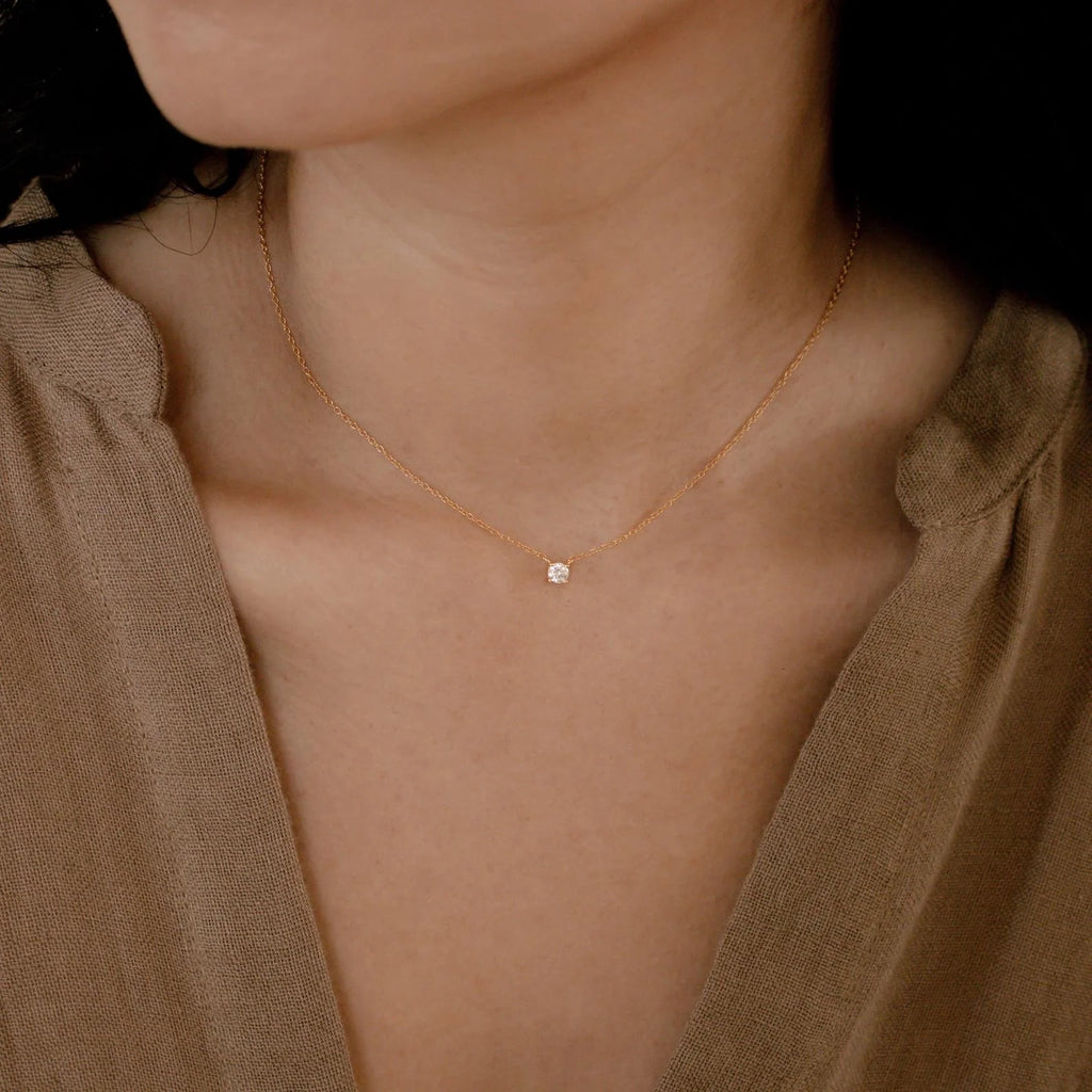 Dainty Diamond Necklace Silver 18K Gold Plated