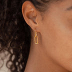 Linked Charm Necklace and Earrings Set Silver 18K Gold Plated