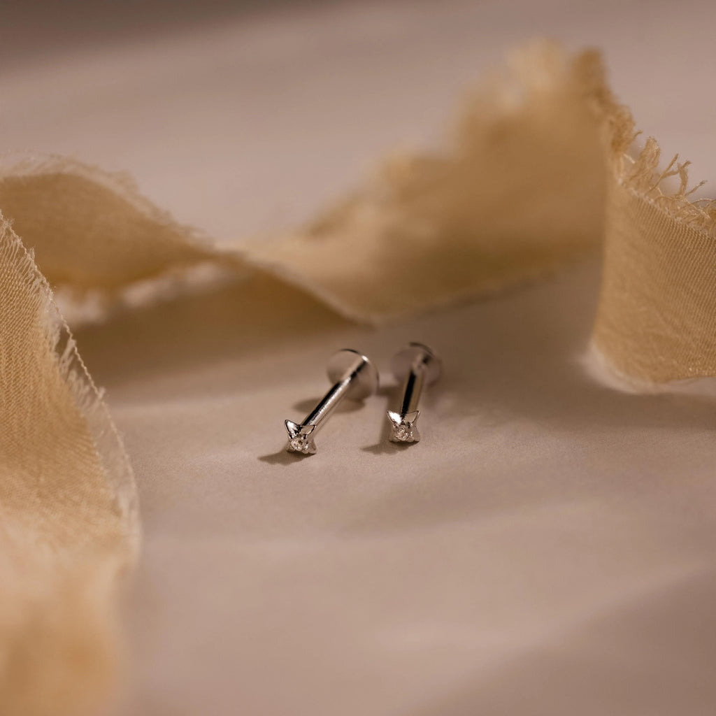 North Star Flatback Studs Silver 18K Gold Plated