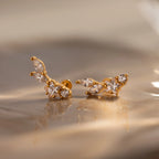 Diamond Starfall Flatback Climbers Silver 18K Gold Plated