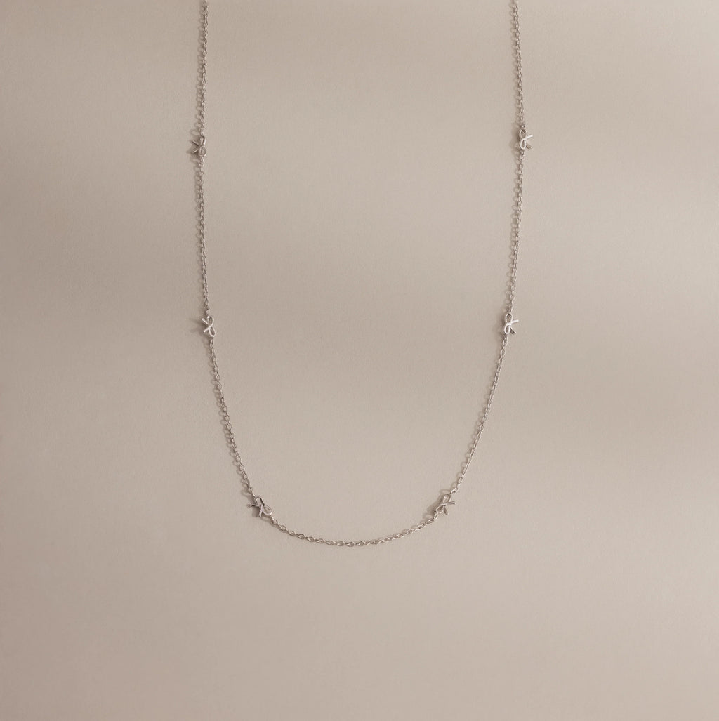 Bow Station Necklace Silver 18K Gold Plated