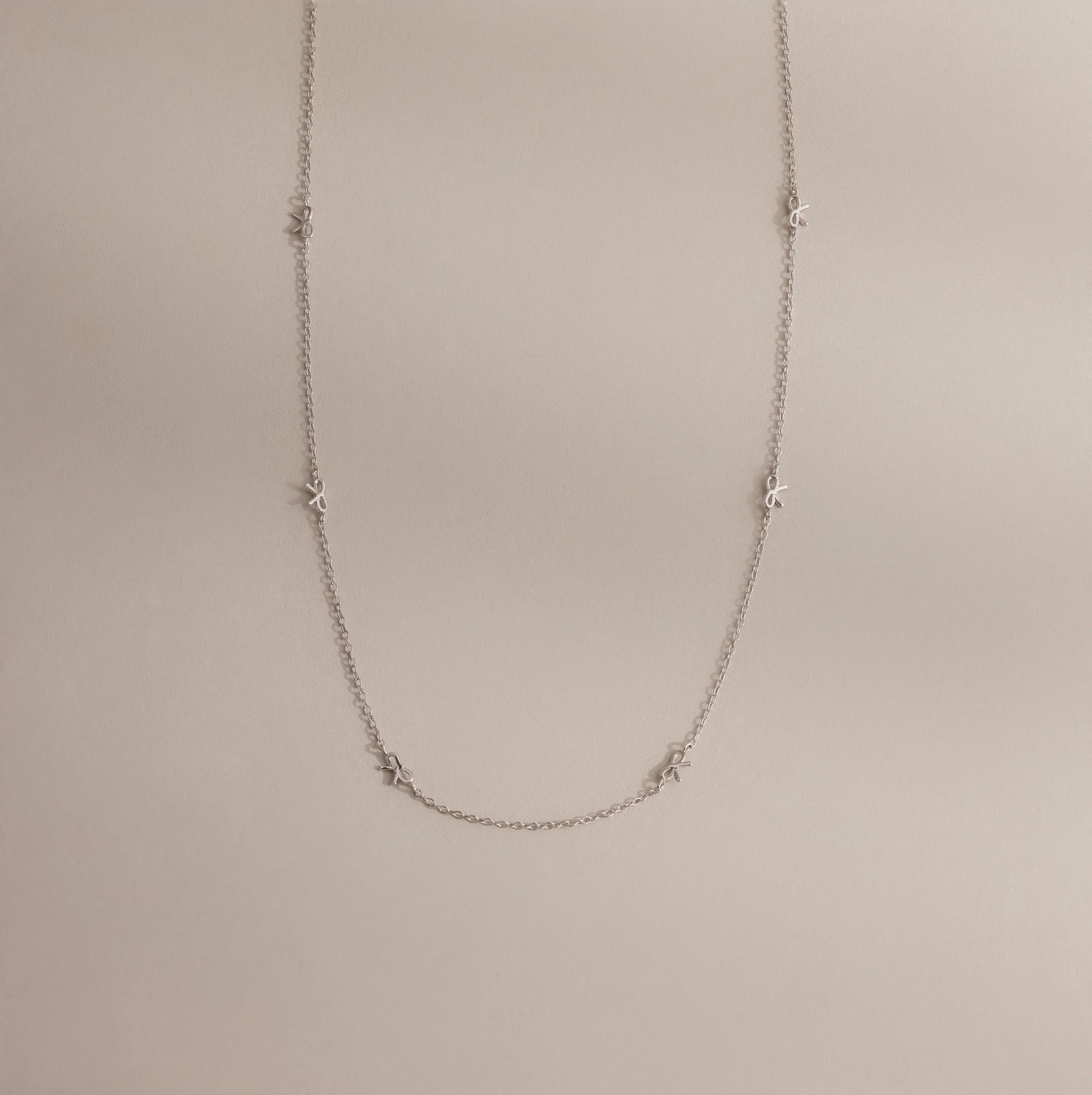 Bow Station Necklace Silver 18K Gold Plated