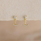 Round Diamond Ear Jackets Silver 18K Gold Plated