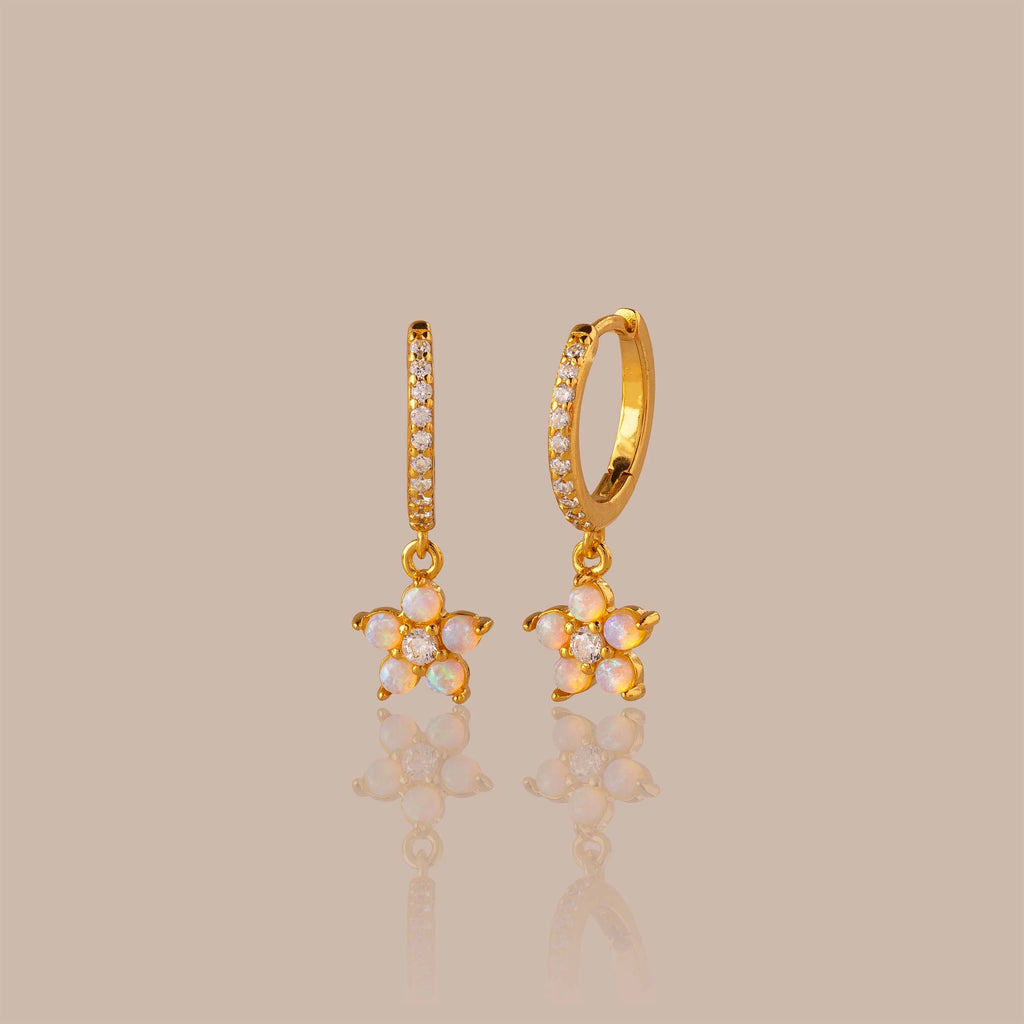 Opal Blossom Drop Huggies  Silver 18K Gold Plated