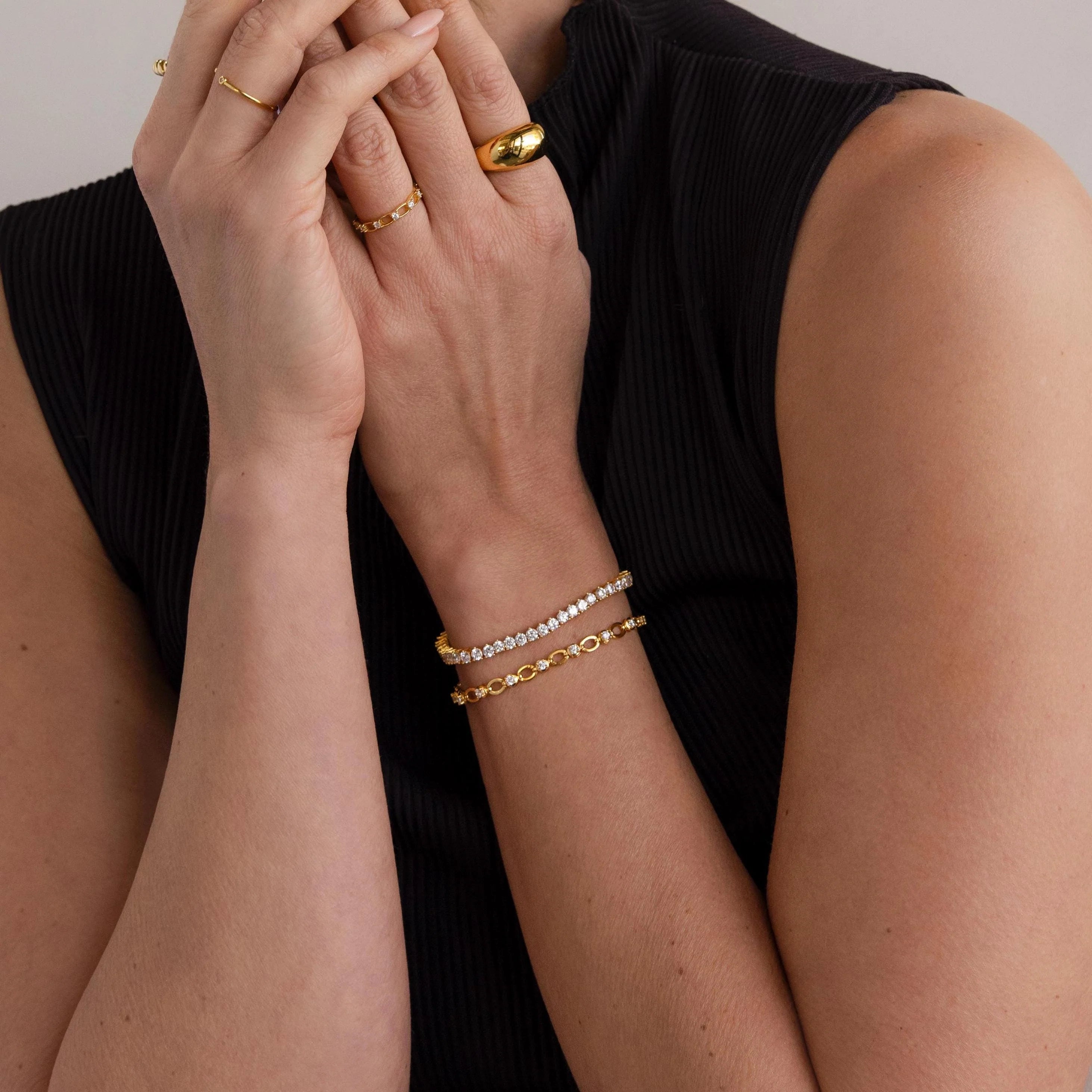 Diamond Chain Tennis Bracelet Silver 18K Gold Plated