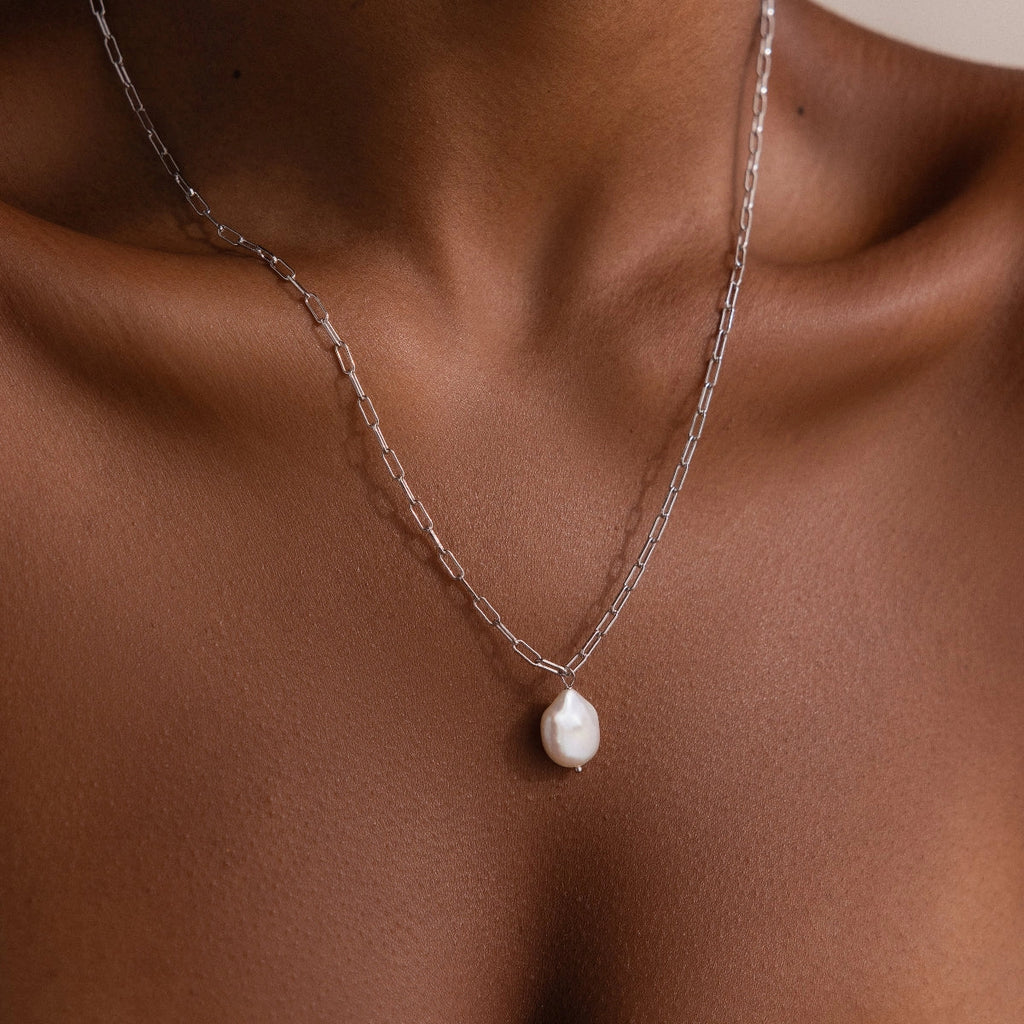 Baroque Pearl Necklace Silver 18K Gold Plated