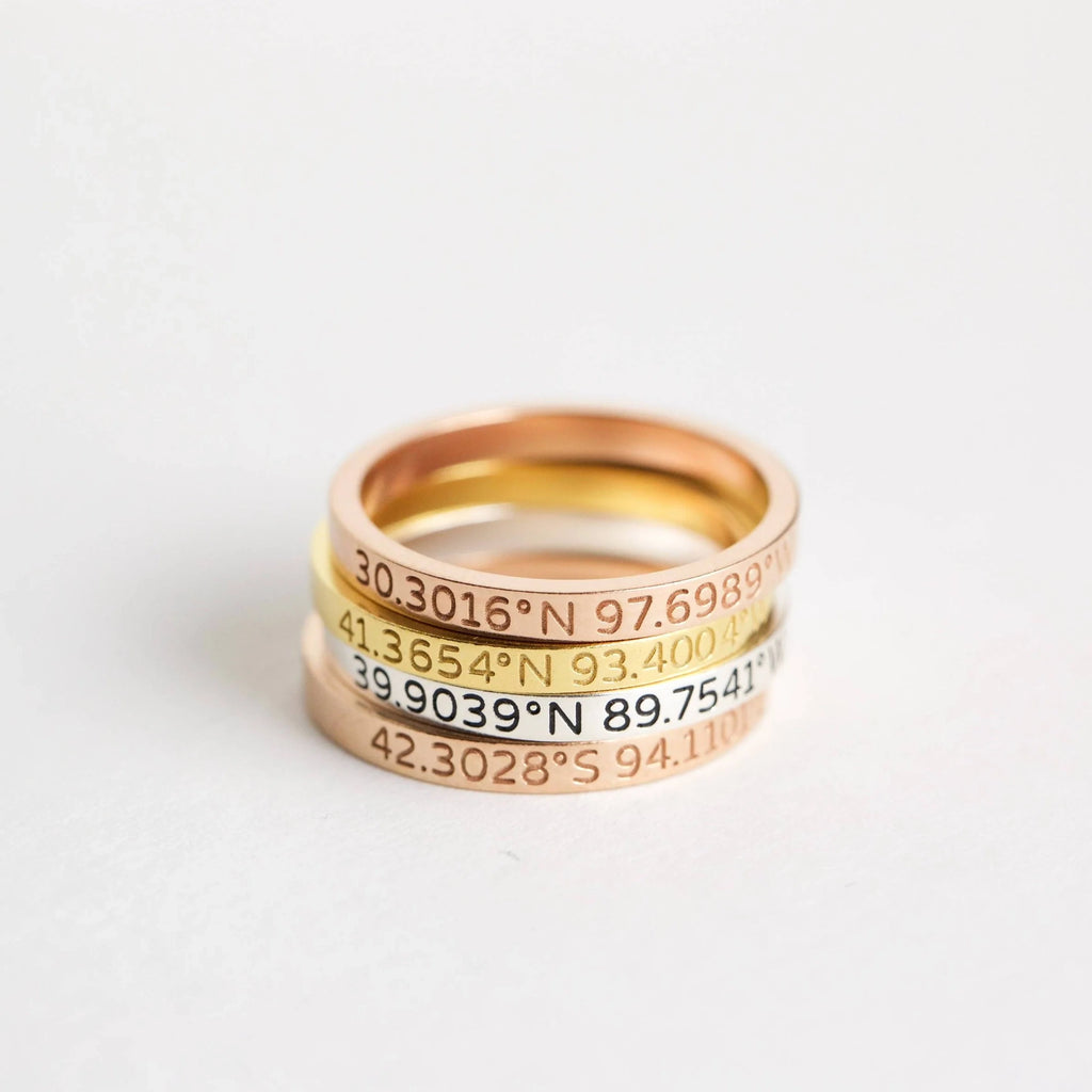 Coordinates Band Silver 18K Gold Plated