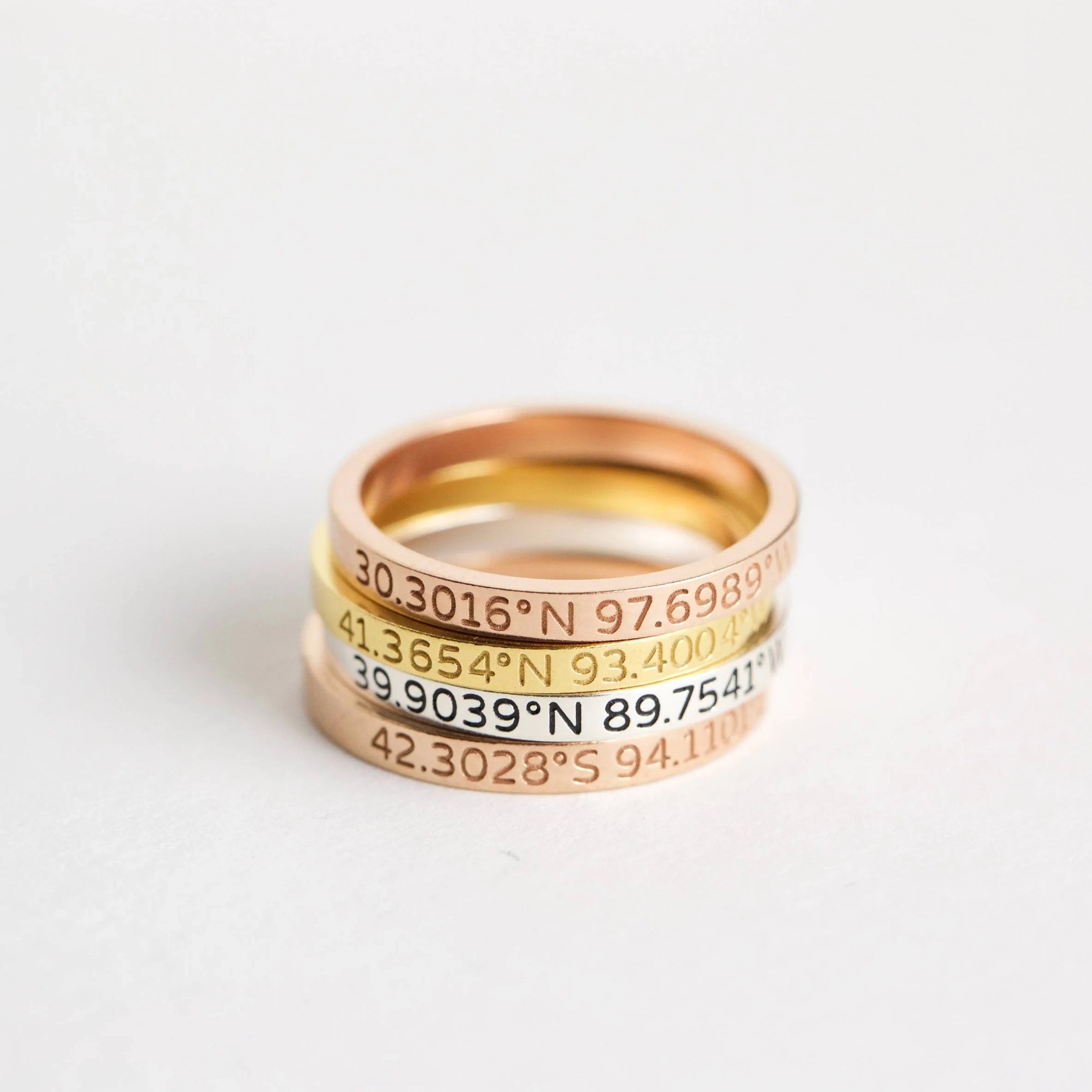 Coordinates Band Silver 18K Gold Plated