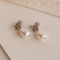 Knot Pearl Drop Earrings Silver 18K Gold Plated