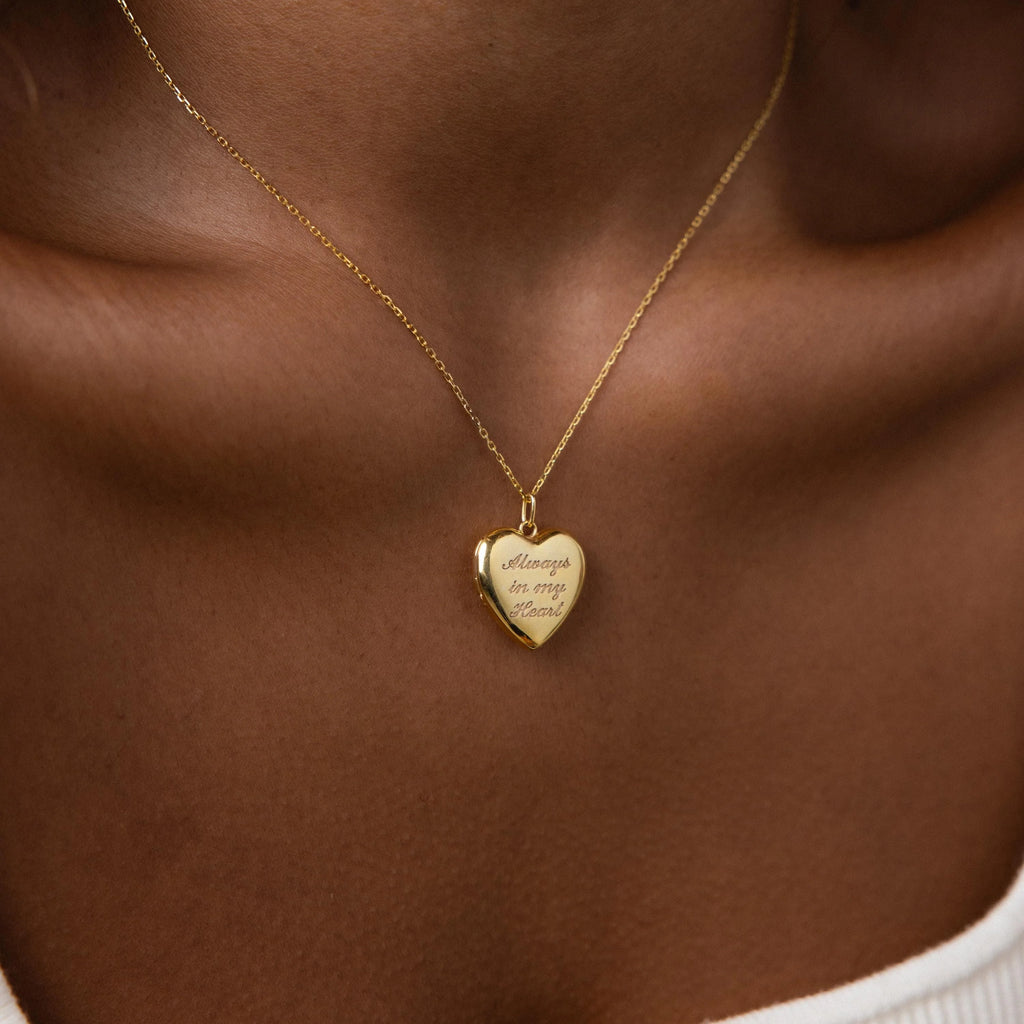 Handwriting Heart Locket Necklace Silver 18K Gold Plated