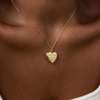 Handwriting Heart Locket Necklace Silver 18K Gold Plated