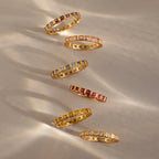 Eternity Bezel Alexandrite Ring Silver 18K Gold Plated