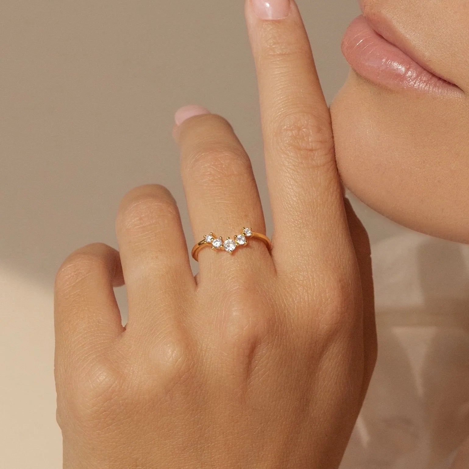 Diamonds Marina Chevron Ring Silver 18K Gold Plated