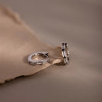 Dainty Baguette Cut Huggie Silver 18K Gold Plated