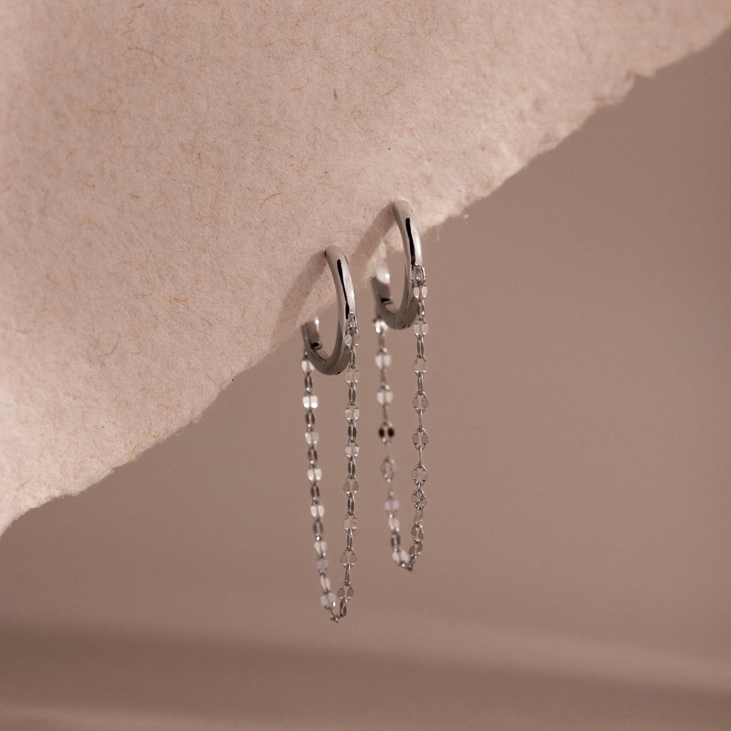 Mirror Chain Huggies Silver 18K Gold Plated
