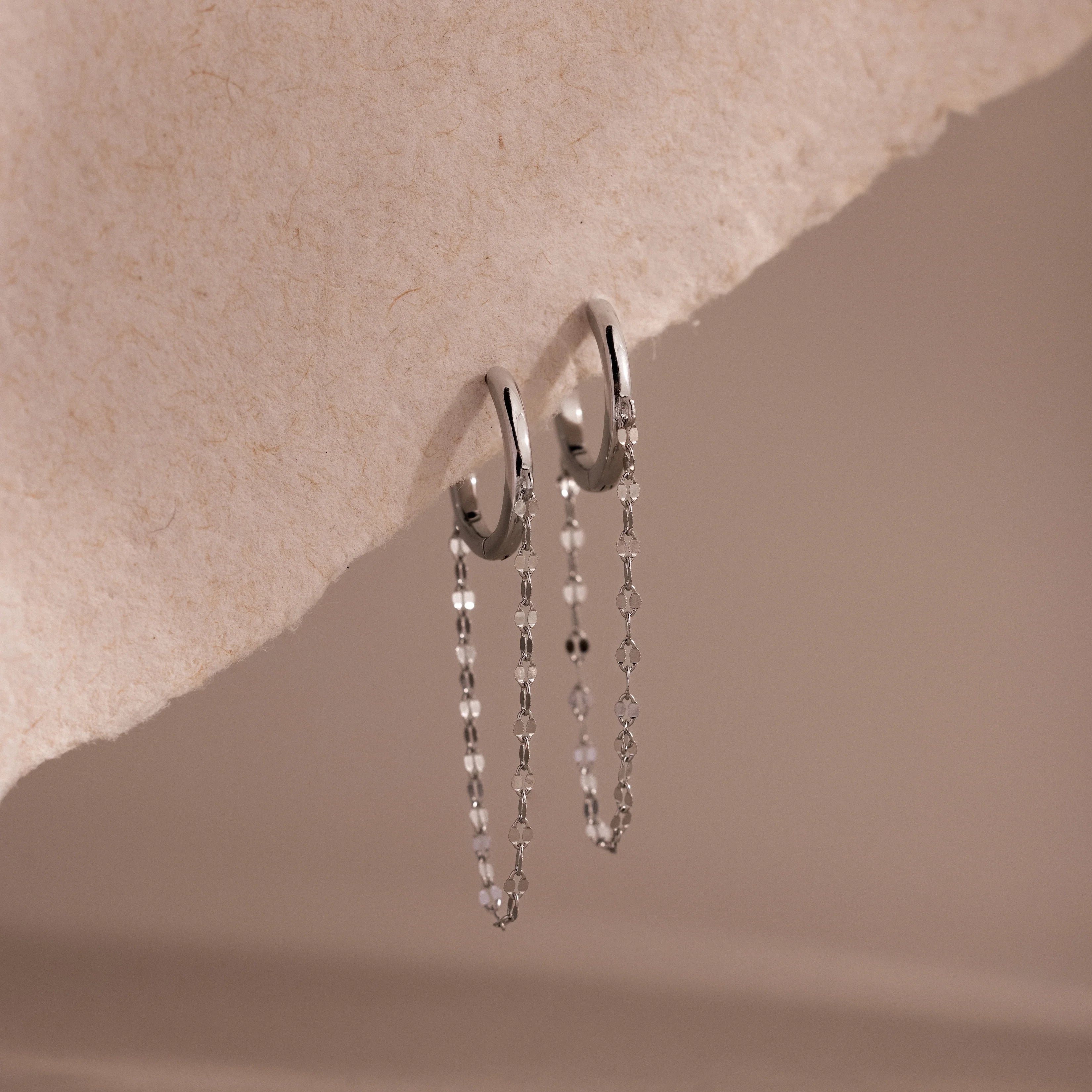Mirror Chain Huggies Silver 18K Gold Plated
