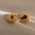 Beaded Dome Hoops Silver 18K Gold Plated