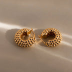 Beaded Dome Hoops Silver 18K Gold Plated