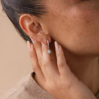 Pave Diamond Opal Star Huggies Silver 18K Gold Plated