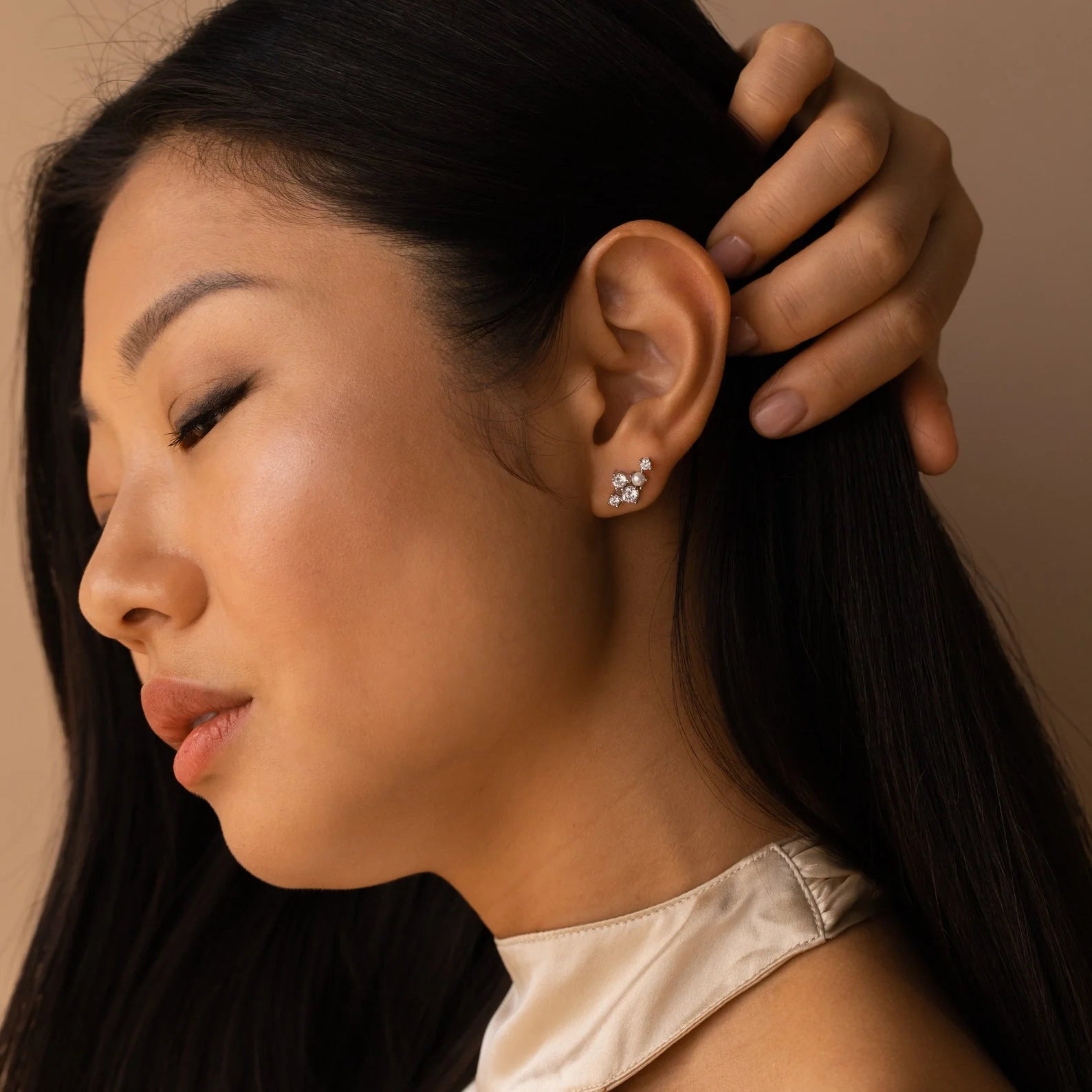 Seine Diamond Studs Silver 18K Gold Plated