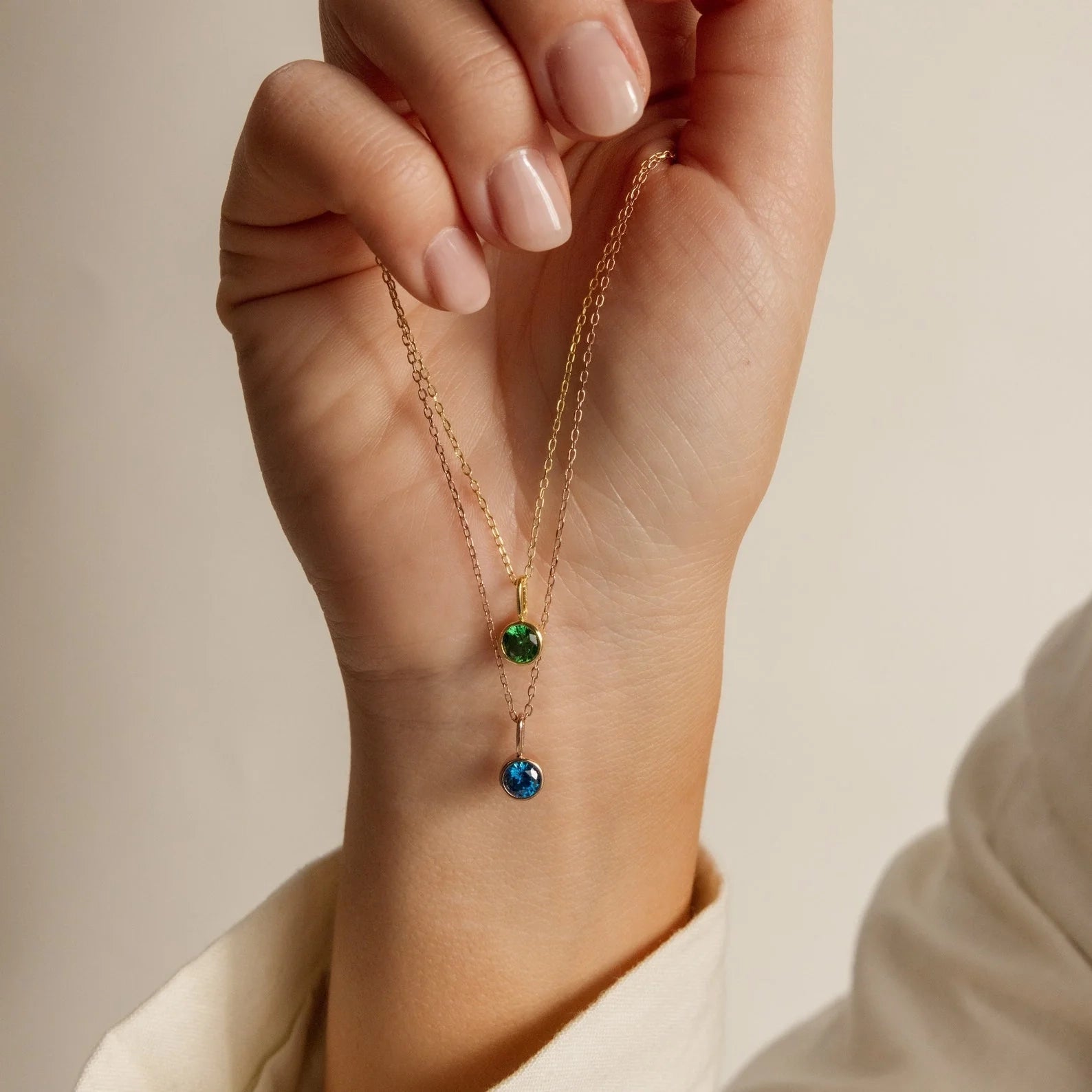 Custom Birthstone Necklace Silver 18K Gold Plated