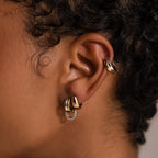 Dainty Mixed Metal Huggies Silver 18K Gold Plated