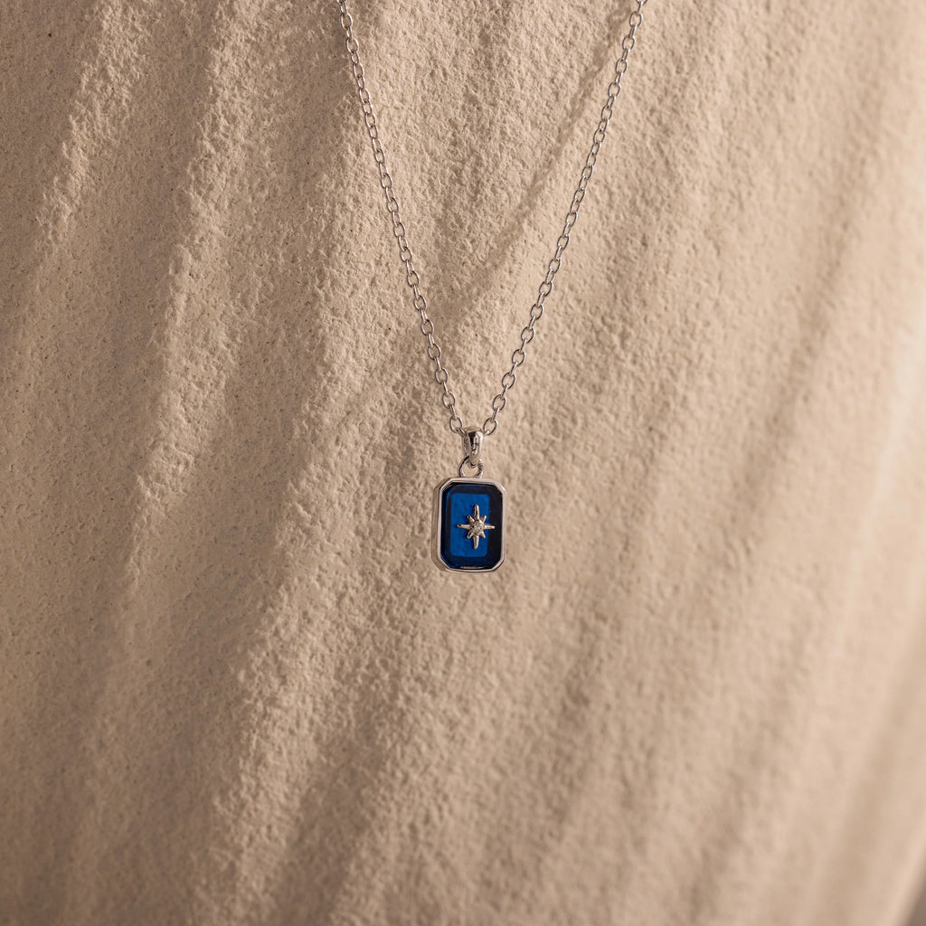 North Star Sapphire Necklace Silver 18K Gold Plated