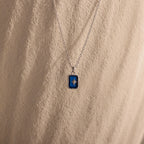 North Star Sapphire Necklace Silver 18K Gold Plated