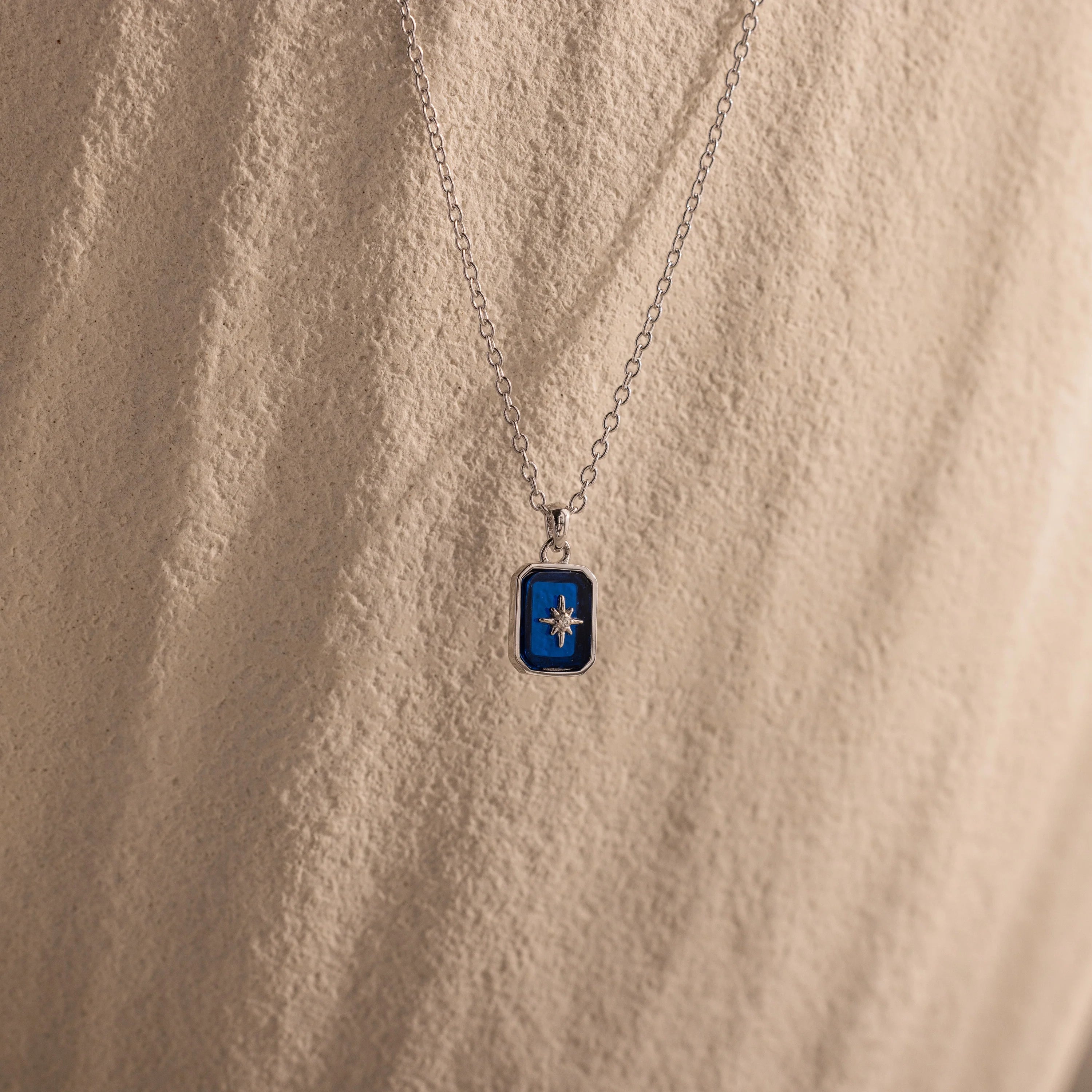 North Star Sapphire Necklace Silver 18K Gold Plated