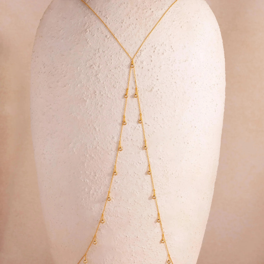 Diamond Station Body Chain Silver 18K Gold Plated