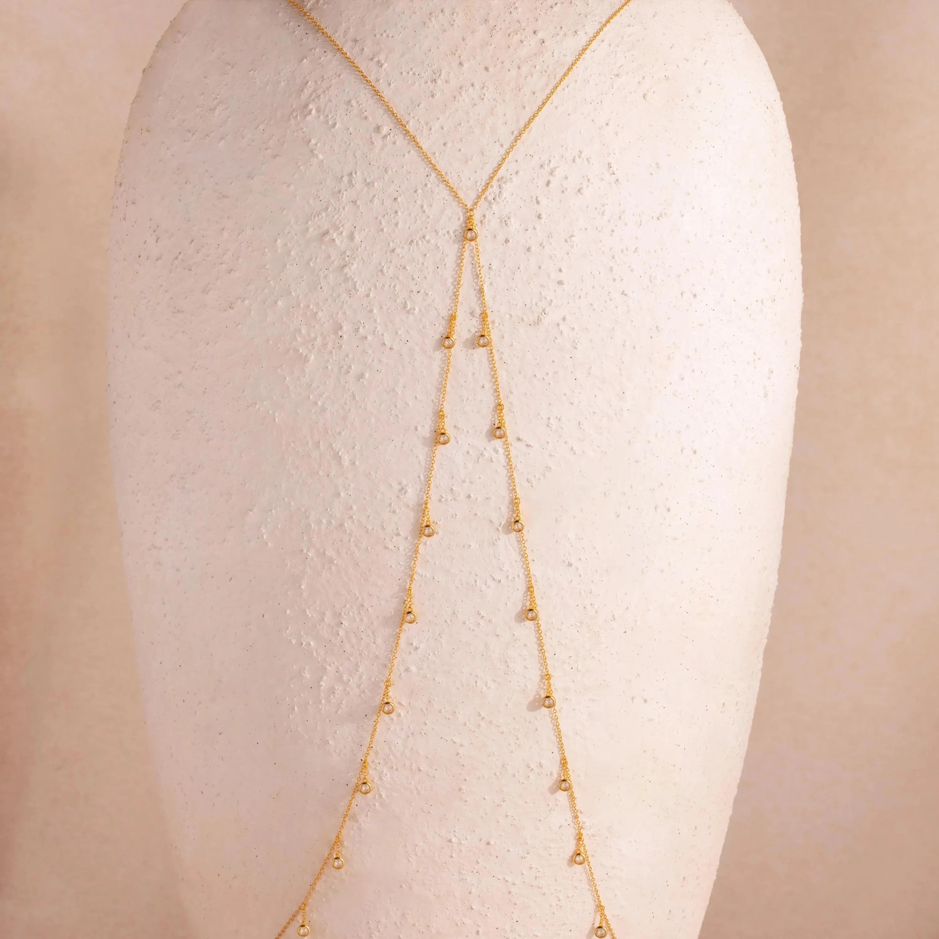 Diamond Station Body Chain Silver 18K Gold Plated