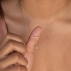 Diamond Lariat Necklace Silver 18K Gold Plated