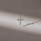 Diamond Pave Cross Necklace Silver 18K Gold Plated