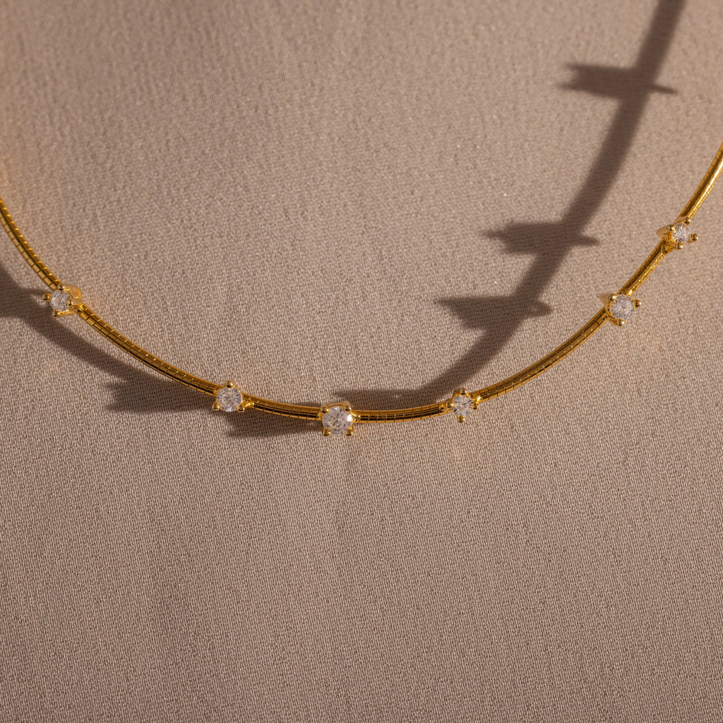 Sprinkle Diamond Necklace  Silver 18K Gold Plated