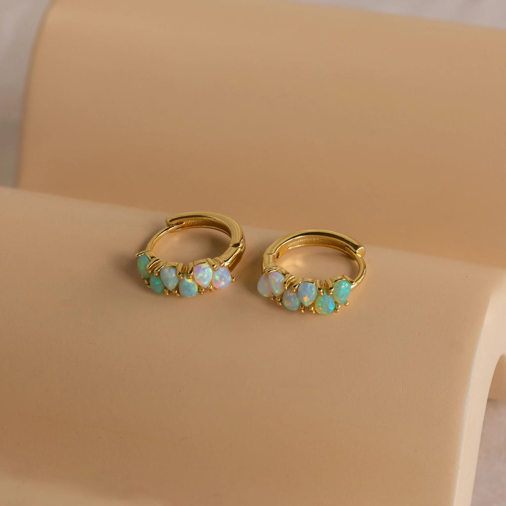 Ombre Opal Huggies Silver 18K Gold Plated