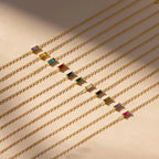 Baguette Cut Birthstone Bracelet Silver 18K Gold Plated