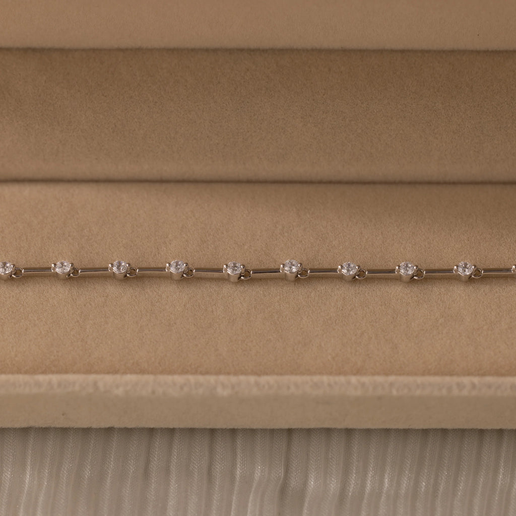 Sprinkle Diamond Tennis Bracelet Silver 18K Gold Plated