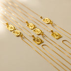 Initial Rectangle Pendant Necklace Silver 18K Gold Plated
