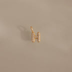 Diamond Pave Bubble Letter Charm Silver 18K Gold Plated