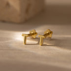 Bubble Initial Flatback Studs Silver 18K Gold Plated